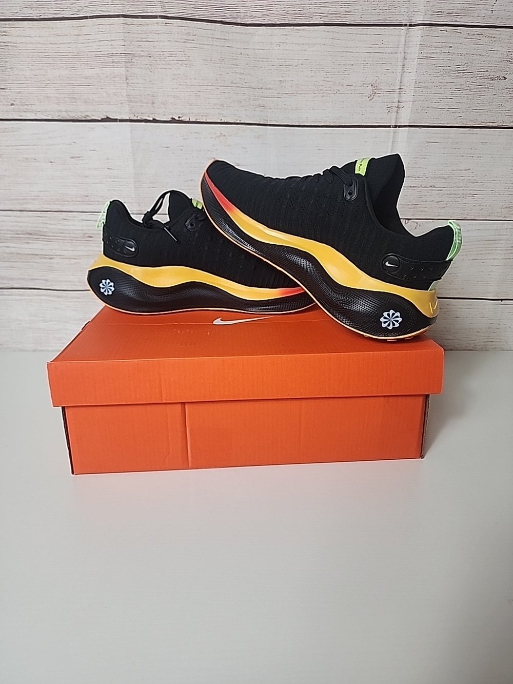 Nike Reactx Infinity Run 4 Unisex Black Yellow Orange Running Sneakers Sz M 7 - Picture 2 of 8